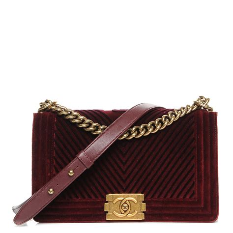 chanel velvet chevron boy bag|Chanel boy bag for sale.